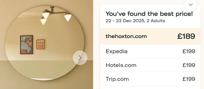 Rate widget example: best price found